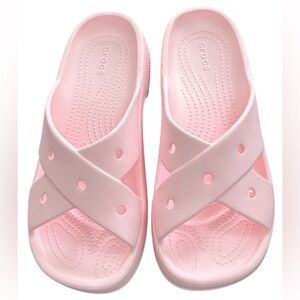 NWT CROCS Pink Cross Strap Sandals SZ 9